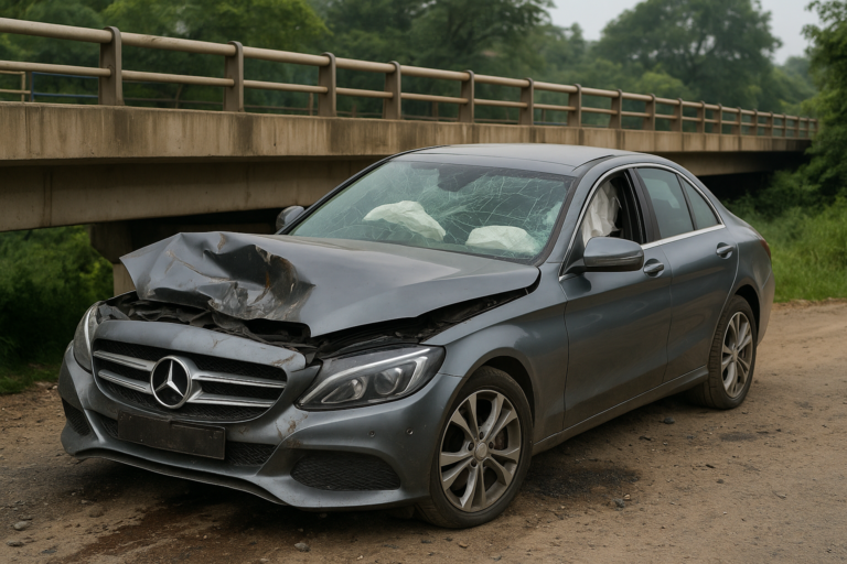 Pune Mercedes Accident: One Dead, Three Injured After Car Falls Off Wadgaon Bridge