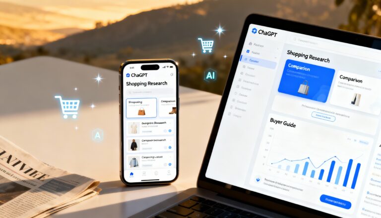 An illustration showing ChatGPT’s new “Shopping Research” interface, which helps users compare products and receive personalised AI-generated buying guides. (Image: AI generated)