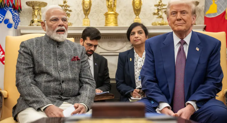 Prime Minister Narendra Modi with US President Donald Trump during a bilateral meeting as both nations push forward on intensified trade negotiations and expanded market access. (PC: x.com/lotus)