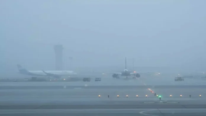 Flights stand delayed at Delhi’s Indira Gandhi International Airport as dense fog and poor visibility disrupt air travel across northern India. (PC: TOI)