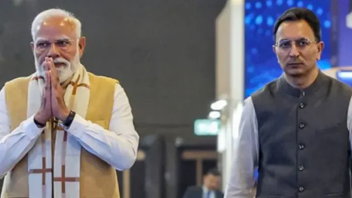 Prime Minister Narendra Modi addresses global leaders and tech executives at the India AI Impact Summit 2026 in New Delhi, positioning India as a key player in the global AI race. (PC: NDTV)