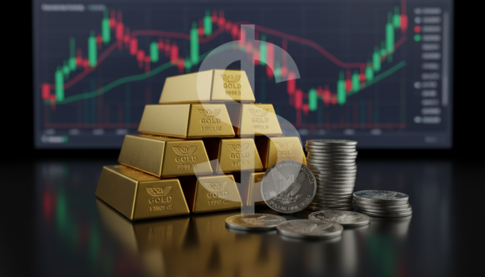Gold and silver prices ease during Asian trading hours as a stronger US dollar and low liquidity weigh on precious metal markets. (Image: AI Generated)