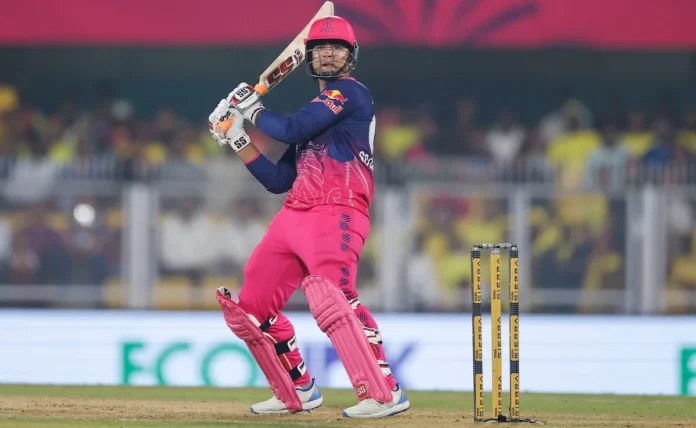 Vaibhav Sooryavanshi celebrates after smashing a 15-ball half-century for Rajasthan Royals.