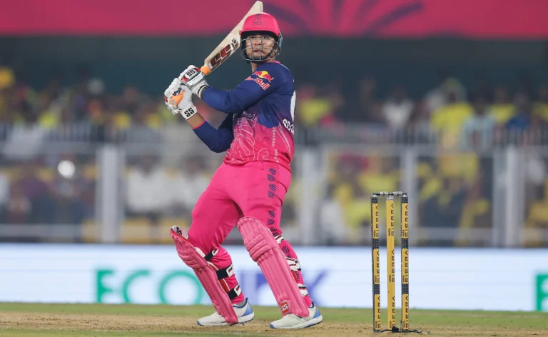Vaibhav Sooryavanshi celebrates after smashing a 15-ball half-century for Rajasthan Royals.
